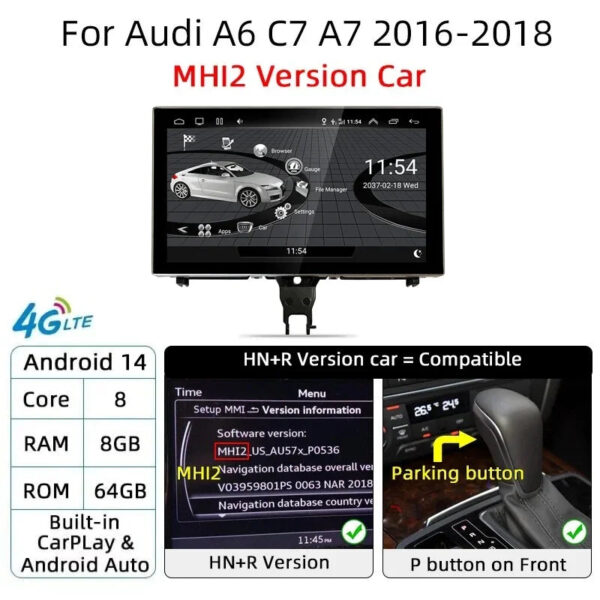 Android 14 Carplay Car Multimedia Player For Audi A6 C7 A7 2012~2018 Touch Screen 4G Music Stereo GPS Navi 8+256GB Auto Radio - Image 13