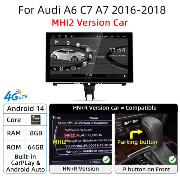 Android 14 Carplay Car Multimedia Player For Audi A6 C7 A7 2012~2018 Touch Screen 4G Music Stereo GPS Navi 8+256GB Auto Radio - Image 15