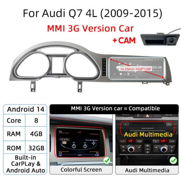 Android 14 Auto Car Radio Carplay Screen For Audi Q7 4L 2005-2015 MMI 2G 3G GPS Navi with Rear Camera Automotive Multimedia DSP - Image 14