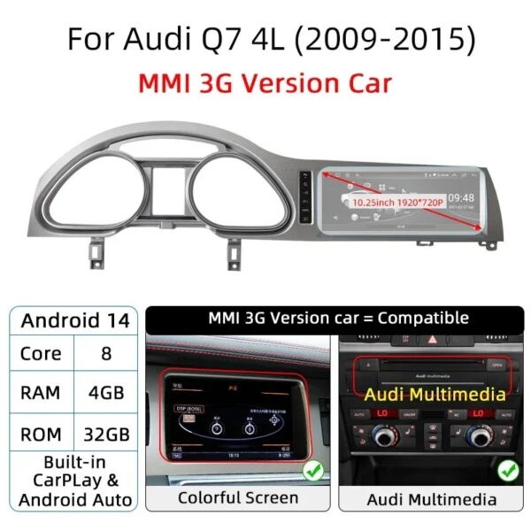 Android 14 Auto Car Radio Carplay Screen For Audi Q7 4L 2005-2015 MMI 2G 3G GPS Navi with Rear Camera Automotive Multimedia DSP - Image 22