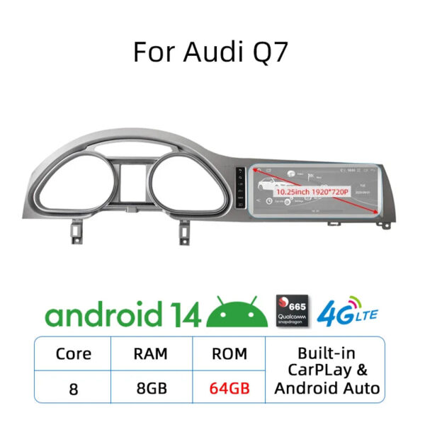 Nunoo Android 14 CarPlay Car Radio Player For Audi A4 A5 A6 Q7 MMI 2G Basic Red Screen GPS Navi Multimedia Stereo WiFi - Image 11