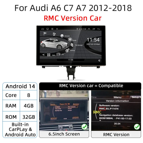 Android 14 Carplay Car Multimedia Player For Audi A6 C7 A7 2012~2018 Touch Screen 4G Music Stereo GPS Navi 8+256GB Auto Radio - Image 21