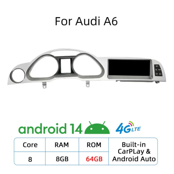 Nunoo Android 14 CarPlay Car Radio Player For Audi A4 A5 A6 Q7 MMI 2G Basic Red Screen GPS Navi Multimedia Stereo WiFi - Image 13