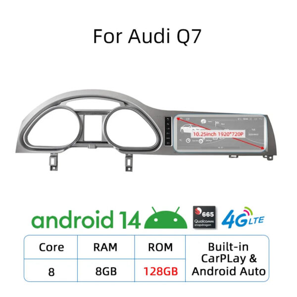 Nunoo Android 14 CarPlay Car Radio Player For Audi A4 A5 A6 Q7 MMI 2G Basic Red Screen GPS Navi Multimedia Stereo WiFi - Image 17