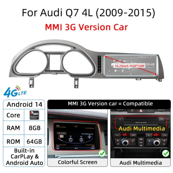 Android 14 Auto Car Radio Carplay Screen For Audi Q7 4L 2005-2015 MMI 2G 3G GPS Navi with Rear Camera Automotive Multimedia DSP - Image 16