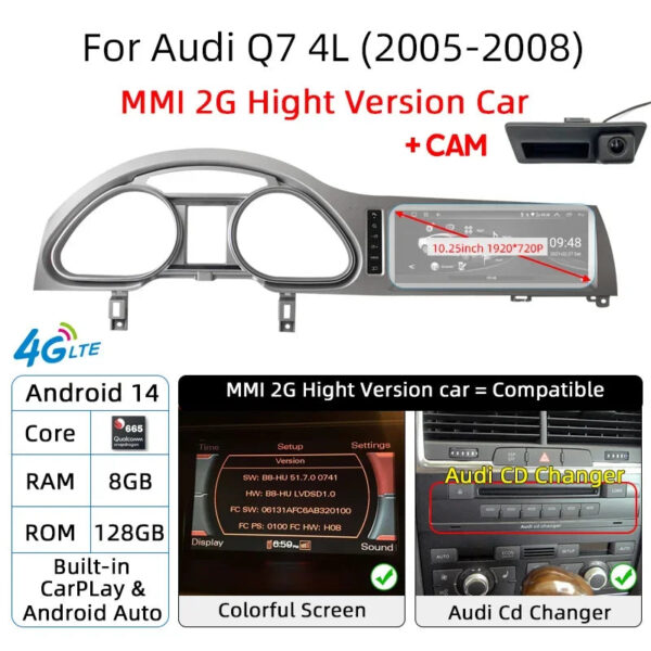 Android 14 Auto Car Radio Carplay Screen For Audi Q7 4L 2005-2015 MMI 2G 3G GPS Navi with Rear Camera Automotive Multimedia DSP - Image 19