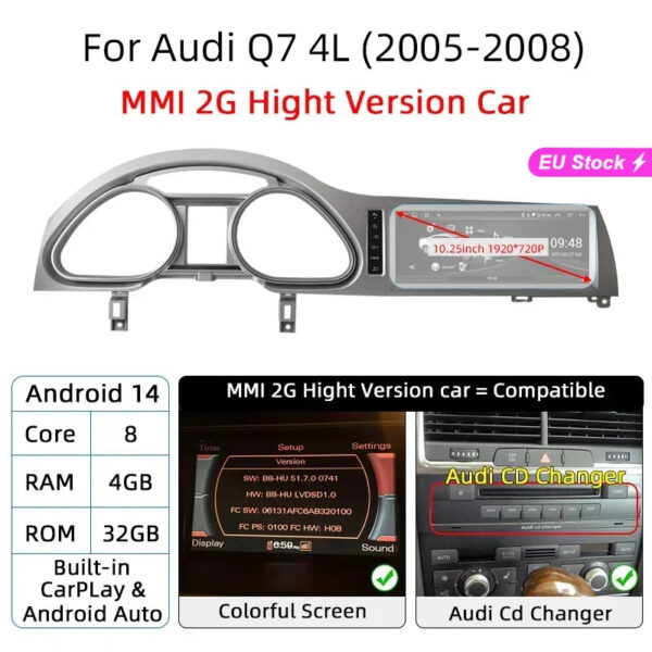 Android 14 Auto Car Radio Carplay Screen For Audi Q7 4L 2005-2015 MMI 2G 3G GPS Navi with Rear Camera Automotive Multimedia DSP - Image 21
