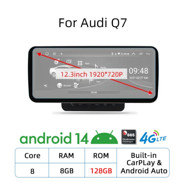 Nunoo Android 14 CarPlay Car Radio Player For Audi A4 A5 A6 Q7 MMI 2G Basic Red Screen GPS Navi Multimedia Stereo WiFi - Image 10