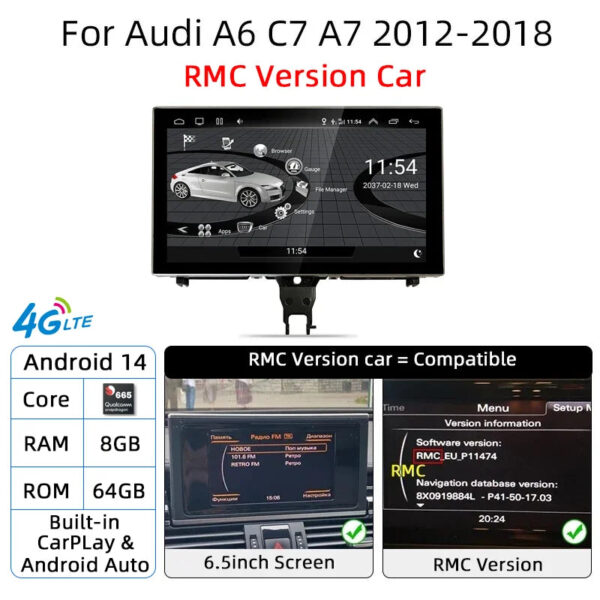 Android 14 Carplay Car Multimedia Player For Audi A6 C7 A7 2012~2018 Touch Screen 4G Music Stereo GPS Navi 8+256GB Auto Radio - Image 11
