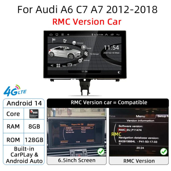 Android 14 Carplay Car Multimedia Player For Audi A6 C7 A7 2012~2018 Touch Screen 4G Music Stereo GPS Navi 8+256GB Auto Radio - Image 14