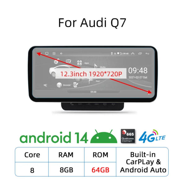 Nunoo Android 14 CarPlay Car Radio Player For Audi A4 A5 A6 Q7 MMI 2G Basic Red Screen GPS Navi Multimedia Stereo WiFi - Image 16