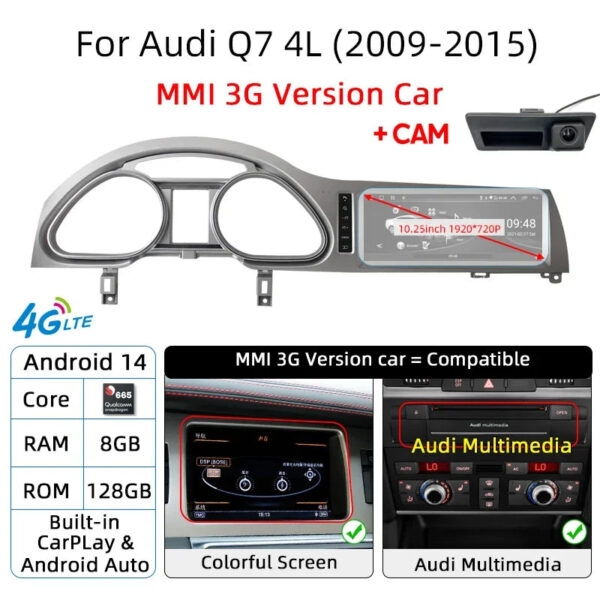 Android 14 Auto Car Radio Carplay Screen For Audi Q7 4L 2005-2015 MMI 2G 3G GPS Navi with Rear Camera Automotive Multimedia DSP - Image 11