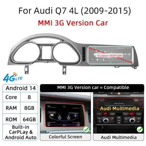 Android 14 Auto Car Radio Carplay Screen For Audi Q7 4L 2005-2015 MMI 2G 3G GPS Navi with Rear Camera Automotive Multimedia DSP - Image 9