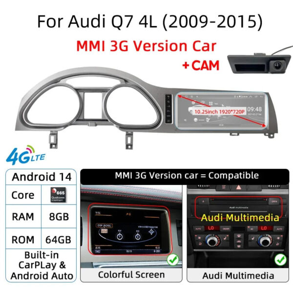 Android 14 Auto Car Radio Carplay Screen For Audi Q7 4L 2005-2015 MMI 2G 3G GPS Navi with Rear Camera Automotive Multimedia DSP - Image 18