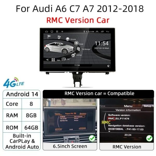 Android 14 Carplay Car Multimedia Player For Audi A6 C7 A7 2012~2018 Touch Screen 4G Music Stereo GPS Navi 8+256GB Auto Radio - Image 10
