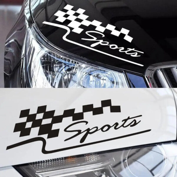 SPORT Letter Checkered Racing Flag Removable Car Sticker Auto Reflective Decal Vinyl Stickers Water-resistant Bumper Decals - Image 2