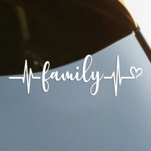 Family Heartbeat Die-Cut Vinyl Decal Car Sticker Waterproof Auto Decors on Car Body Bumper Rear Window Laptop #S60220
