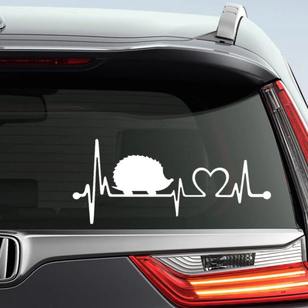 Hedgehog Heartbeat Lifeline Die-Cut Vinyl Decal Car Sticker Waterproof Auto Decors on Car Body Bumper Rear Window Laptop #S60182 - Image 3