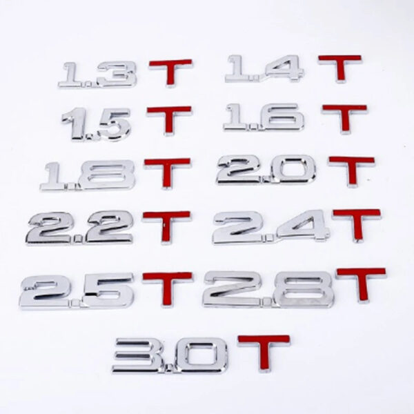 3D Metal Car Trunk Engine Displacement Scale Emblem Auto Stickers 1.3T 1.4T 1.5T 1.6T 1.8T 2.0T 2.2T 2.4T 2.5T 2.8T 3.0T - Image 2