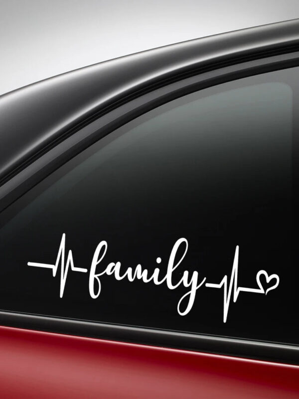 Family Heartbeat Die-Cut Vinyl Decal Car Sticker Waterproof Auto Decors on Car Body Bumper Rear Window Laptop #S60220 - Image 4