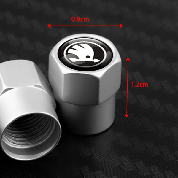 Car Accessories 4pcs Badge Wheel Tire Valve Stem Caps Auto Airtight Covers For Skoda Octavia 2 3 Kodiaq Fabia Karoq Superb 3 VII - Image 2