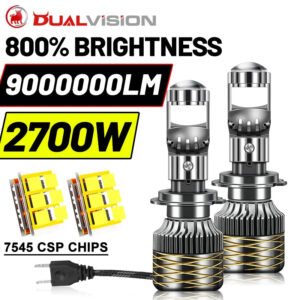 Dualvision H4 H11 H7 LED Headlights 2700W 9000000LM 7545 CSP Mini Projector Lens H8 H9 9005 HB3 9006 HB4 Car Lights Fog Lamp 12V