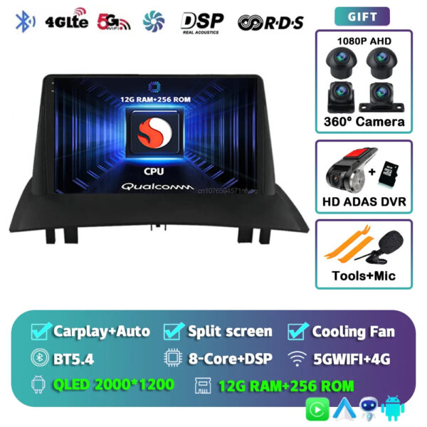 Android 14 For Renault Megane 2 2002-2009 2K QLED Android Car Radio Multimedia Video Player GPS Stereo CarPlay 4G Navigationv BT - Image 12