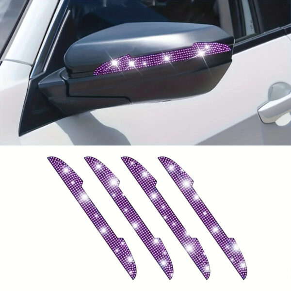 4pcs Universal Handle Car Rearview Mirror Door Edge Protector Diamond Crystal Bling Decoration Sticker Decal Auto Accessories - Image 4