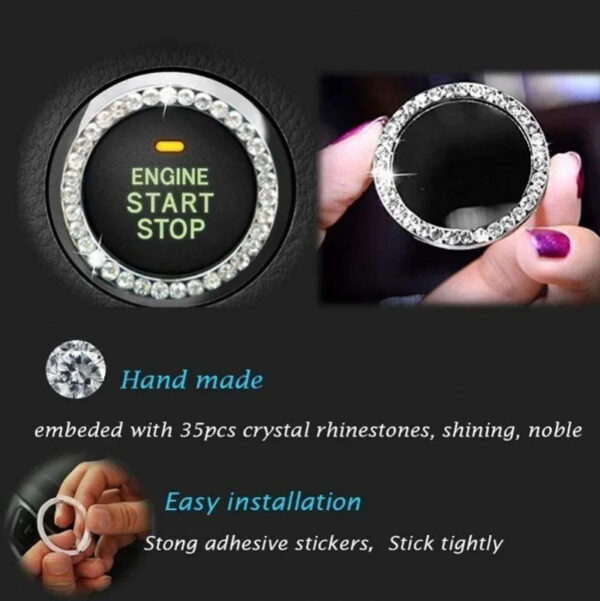 1PC Car Ignition Diamond Sticker  for Auto Motorcycle Styling Rhinestone Decoration Circle Cover Decal - Image 5