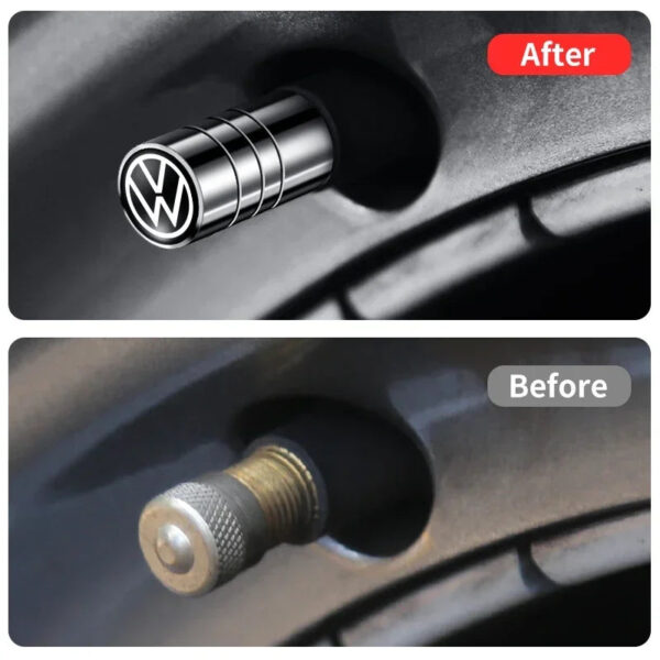 4PCS Metal Car Valve Caps Wheel Tires Air Tyre Stem Protective Caps Cover Auto Accessories For VW Volkswagen Golf Polo GTI R TDI - Image 4