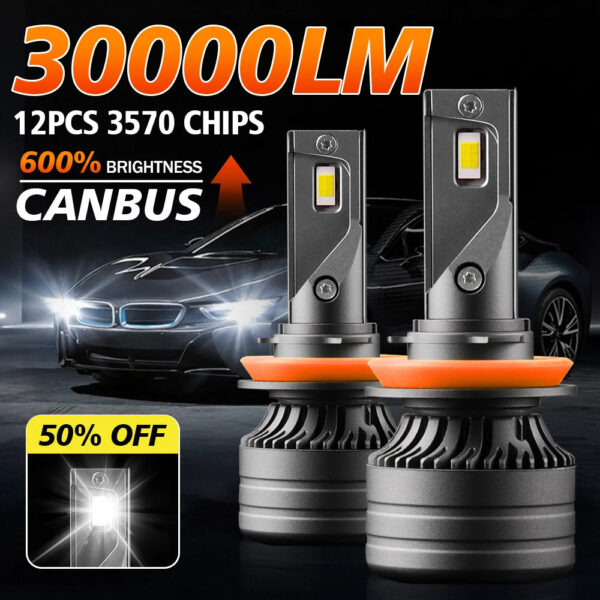 2PCS 9005 9006 LED Car Headlights Led H11 HB3 HB4 30000LM 6000K White Plug and Play Light Bulb Headlight Replacement Accessories - Image 8