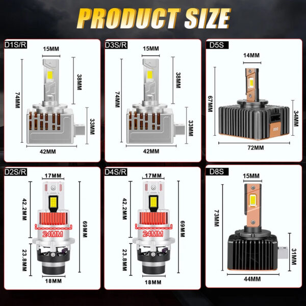 2Pc D2S D4S LED Car Headlight Bulb Canbus Xenon Bulbs HID D1S D3S 1200000LM High Power Super Bright 6000K 12V Auto Lamp Light - Image 6