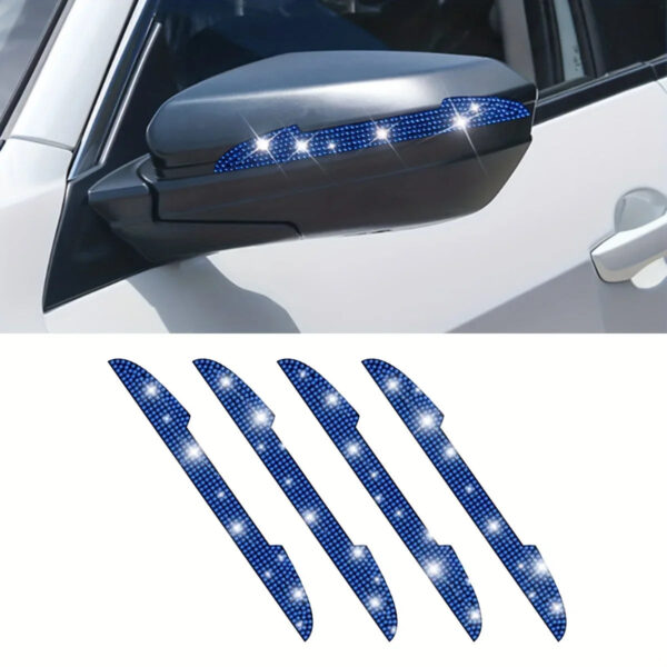 4pcs Universal Handle Car Rearview Mirror Door Edge Protector Diamond Crystal Bling Decoration Sticker Decal Auto Accessories - Image 3