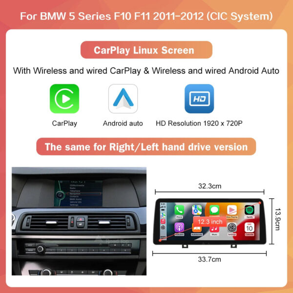 Wireless CarPlay Android Auto Car Radio Multimedia Player Linux Display Screen For BMW 5 Series F10 F11 2012-2017 CIC NBT - Image 10