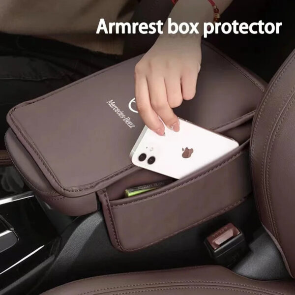 Car Armrest Box Pad Leather Auto Armrest Mat Car Accessories For Mercedes Benz W211 W203 W204 W210 W124 AMG W202 CLA W212 W220 - Image 4