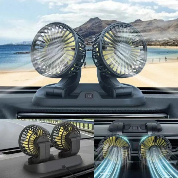 5V 12V 24V Car Fan Cooling Car Fan Dual Head Usb Car Fan 2 Speeds Adjustable Auto Cooler Air Fan Car Accessories Wind Regulation - Image 4