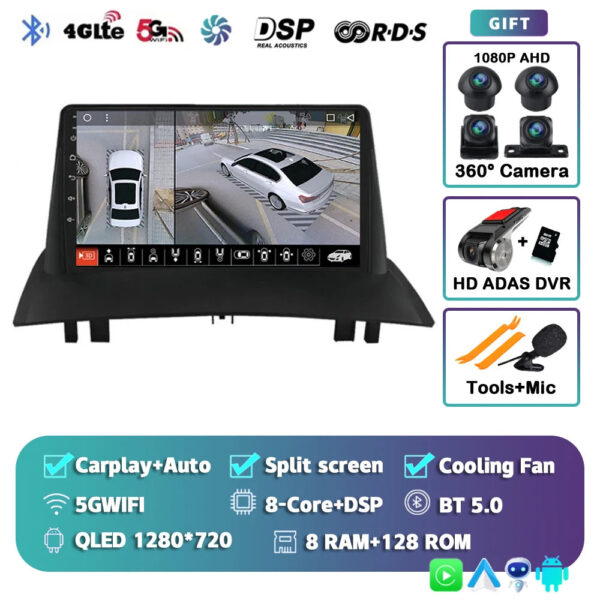 Android 14 For Renault Megane 2 2002-2009 2K QLED Android Car Radio Multimedia Video Player GPS Stereo CarPlay 4G Navigationv BT - Image 18