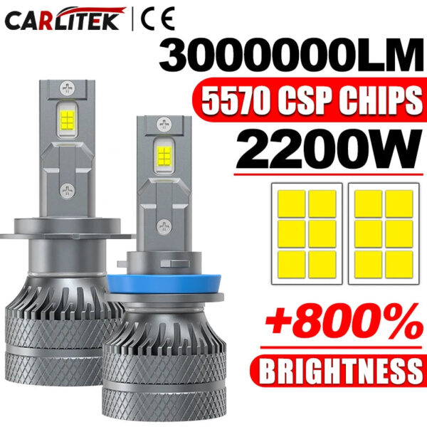 2200W 3000000LM Canbus H4 H7 H1 LED H8 H9 H11 9005 9006 9012 HB3 HB4 Car LED Headlight Auto Fog Lamp LED Bulb 6000K 12V 12pc CSP