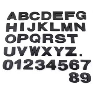 1PC Matte Black 3D Auto Metal Letter Emblem DIY Digital Alphabet Car Sticker Exterior High-About 25mm Accessory