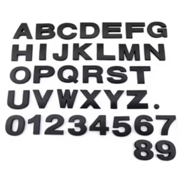1PC Matte Black 3D Auto Metal Letter Emblem DIY Digital Alphabet Car Sticker Exterior High-About 25mm Accessory