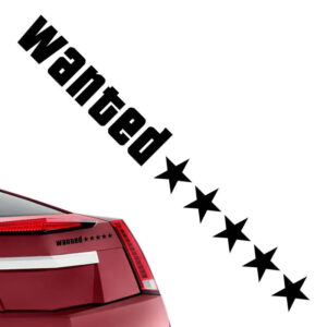 Wanted Car Sticker Water Resistant Auto Decors Decal Five Stars Car Sticker Auto Body Decoration Sticker For Truck Rear Window