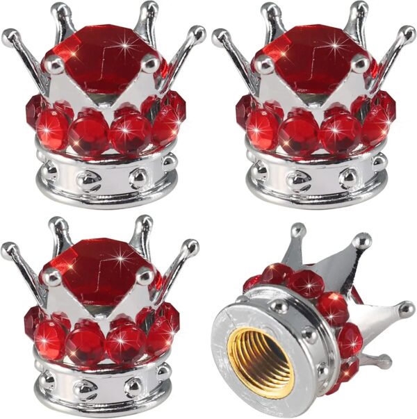 4 Pcs Crown Tire Valve Stem Caps Bling Crystal Rhinestone Universal Chrome Crown Vehicle Car Tire Caps Covers  Autos Accesorios - Image 9