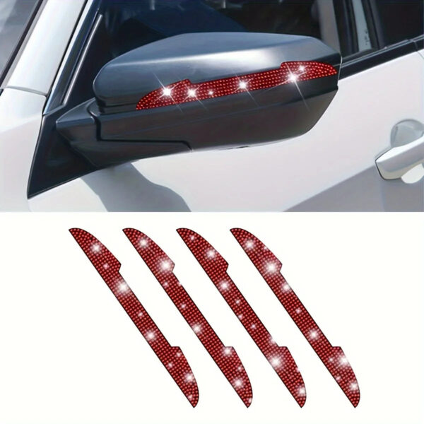 4pcs Universal Handle Car Rearview Mirror Door Edge Protector Diamond Crystal Bling Decoration Sticker Decal Auto Accessories - Image 9