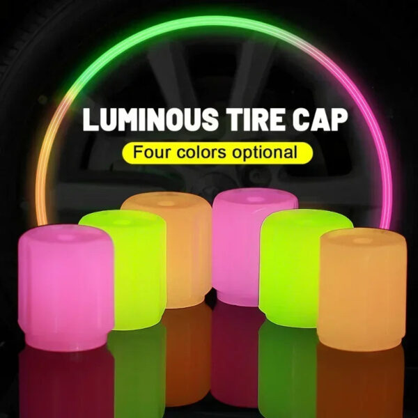 4/8pcs Luminous Tire Valve Caps Auto Car Motorcycle Bicycle Fluorescent Night Glowing Wheel Tyre Hub Valve Stem Caps Decoration - Image 2