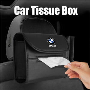 PU Leather Car Tissue Box Paper Towel Bag Hanging Storage For BMW M E39 E46 E60 E90 F30 F10 F20 F25 F15 X1 X3 Auto Accessories