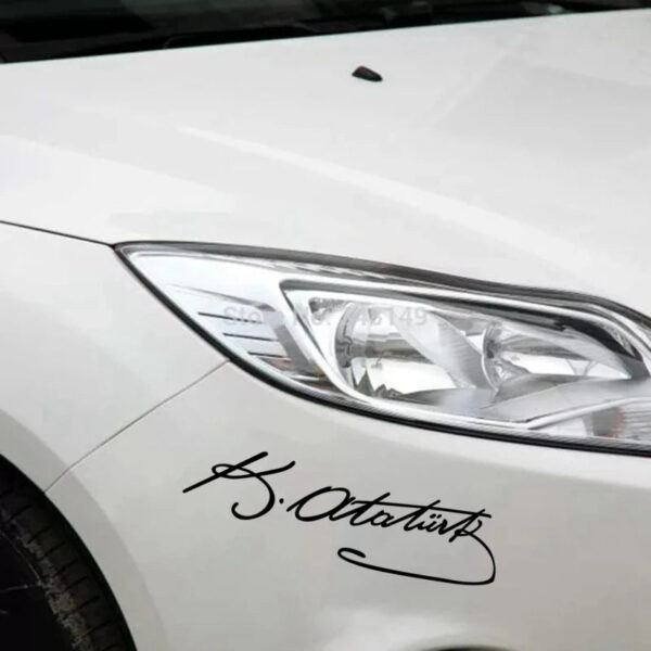 CS-905# 25*7cm Signature Ataturk car sticker vinyl decal white/black for auto car stickers styling car decoration - Image 4