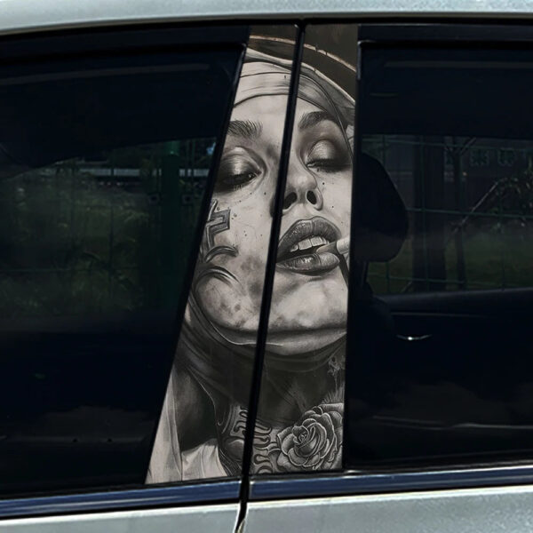 1PC/2PCS Somking Nun Sister Auto B-pillar Stickers Car Center Column Decoration Cover Scratches Waterproof Decals Accessories - Image 7