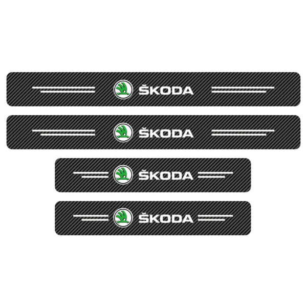 4PCS Carbon Fiber Car Sticker Auto Door Threshold Waterproof Stickers For Skoda Octavia MK2 MK3 2 3 A7 Fabia Karoq Kodiaq Rapid - Image 6