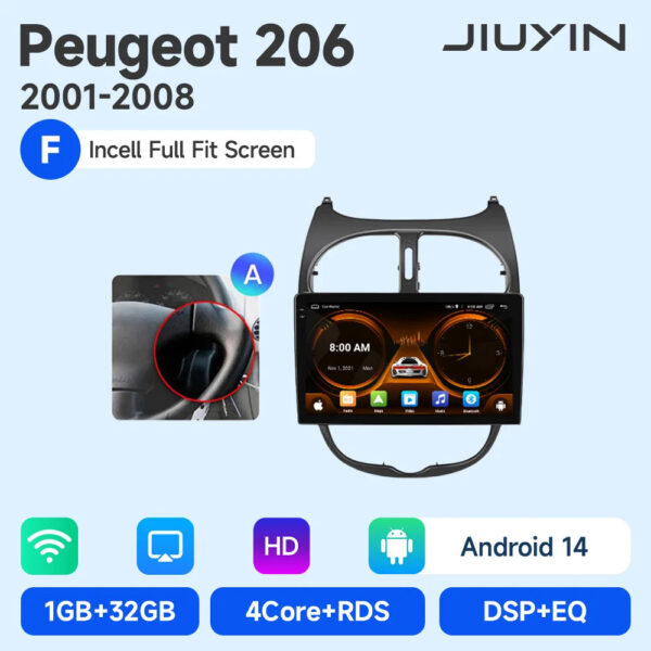 Android 15 Wireless CarPlay Auto Car Radio For Peugeot 206 206CC 206SW 2001-2008 Car Intelligent Systems DSP SWC RDS GPS FM - Image 9