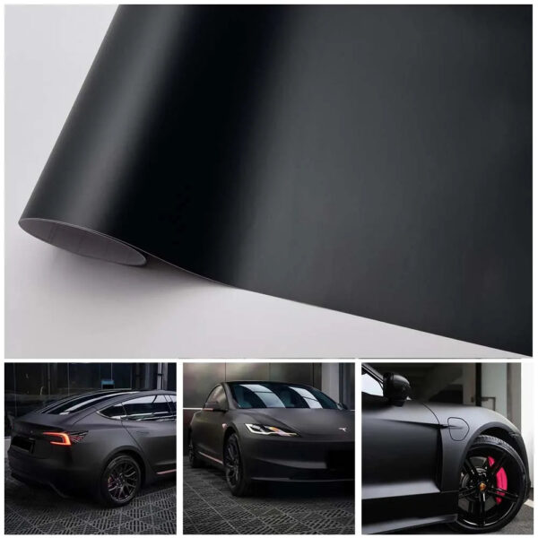 Black Matte Car Vinyl Film Self-adhesive Auto Motorcycle Body Wrapping Film Matt Black Wrap Vinyl Air Release Car Accessories